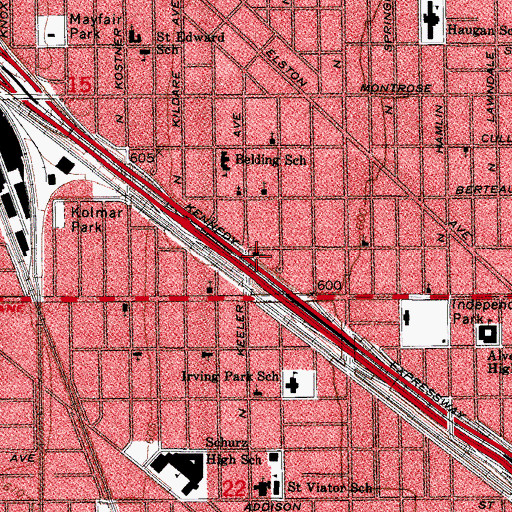 Topographic Map of Irving Park Presbyterian Church, IL