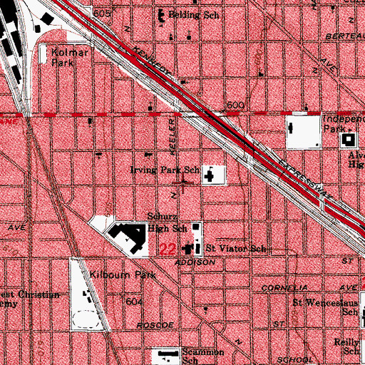 Topographic Map of Irving Park United Methodist Church, IL