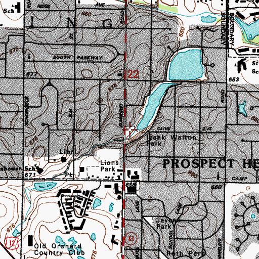 Topographic Map of Isaak Walton Park, IL
