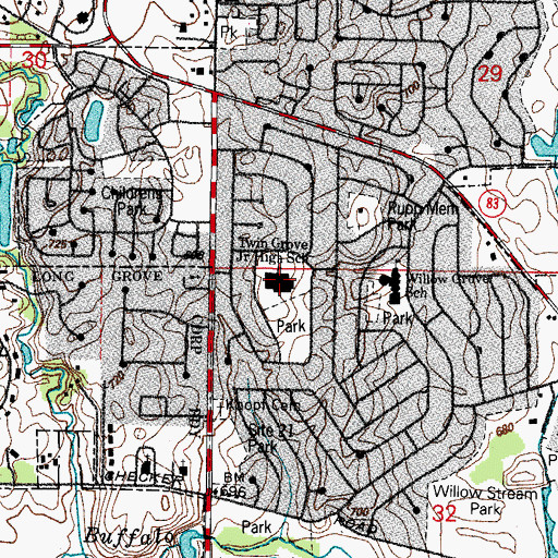 Topographic Map of Ivy Hall Elementary School, IL