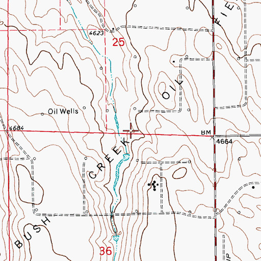 Topographic Map of Plumb Bush Creek Oil Field, CO