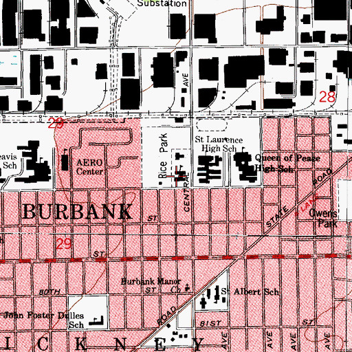 Topographic Map of J B Kennedy Elementary School, IL