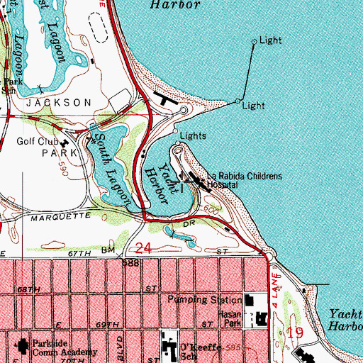 Topographic Map of Jackson Park Motor Boat Club, IL