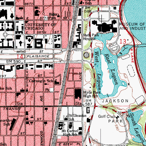 Topographic Map of Jackson Park Terrace, IL