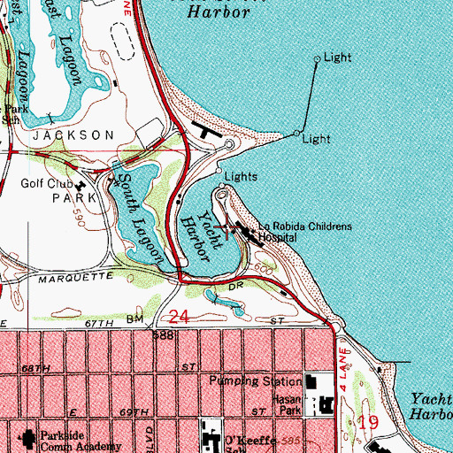 Topographic Map of Jackson Park Yacht Club, IL