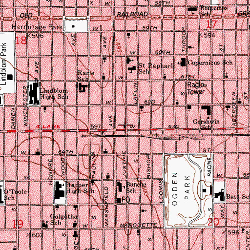 Topographic Map of Jackson Tabernacle Number One Church of God in Christ, IL