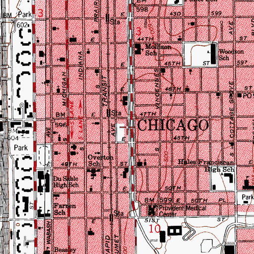 Topographic Map of James W Shelton Senior School, IL