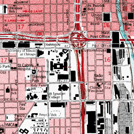 Topographic Map of Janme Addams Hull House, IL