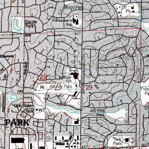 Topographic Map of Jane Adams Junior High School, IL