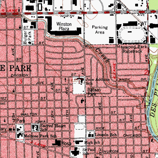 Topographic Map of Jane Addams School, IL