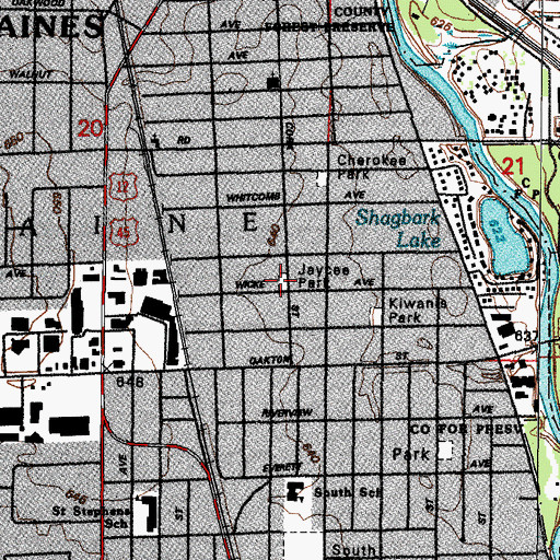 Topographic Map of Jaycee Park, IL