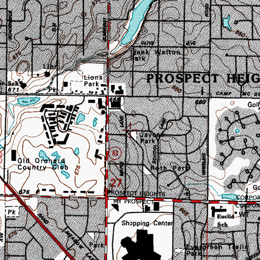 Topographic Map of Jaycee Park, IL