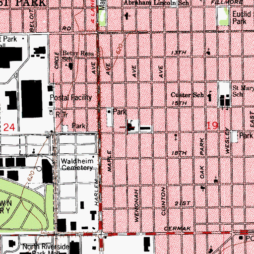 Topographic Map of Jefferson Elementary School, IL