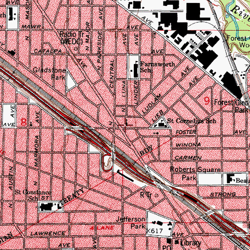 Topographic Map of Jefferson Park Evangelical Free Church, IL
