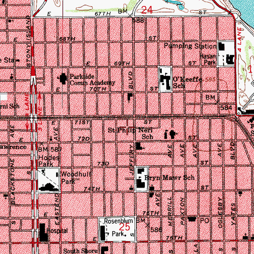Topographic Map of Jeffrey - Cyril Historic District, IL