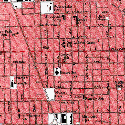Topographic Map of Jehovah School, IL