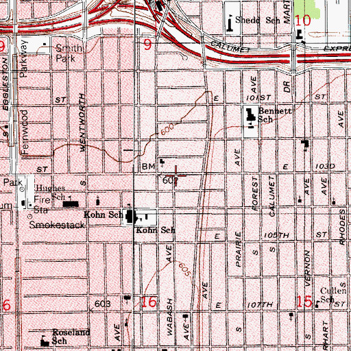 Topographic Map of Jehovahs Witnesses Beverly Unit, IL