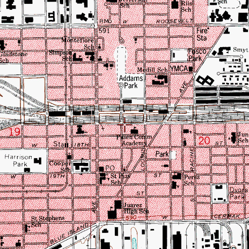 Topographic Map of Jehovahs Witnesses Central Spanish Congregation, IL