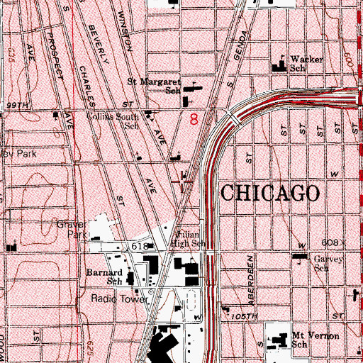 Topographic Map of Jehovahs Witnesses Fernwood Unit, IL