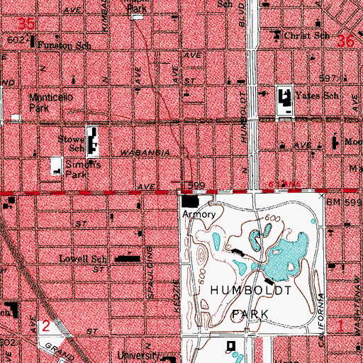 Topographic Map of Jehovahs Witnesses Humboldt Park Spanish Congregation, IL