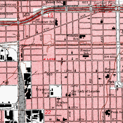 Topographic Map of Jehovahs Witnesses Lawndale Unit, IL