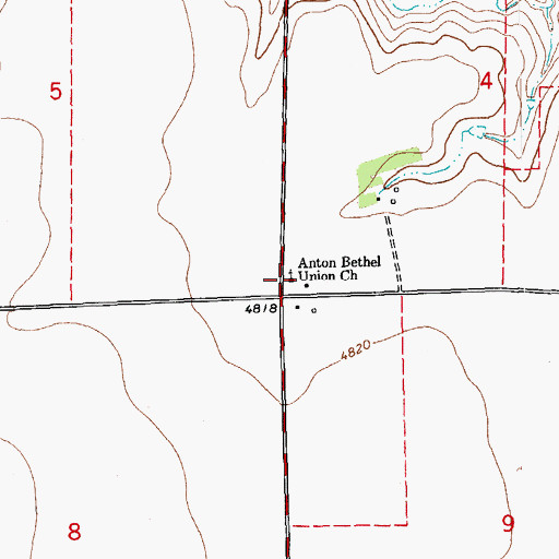 Topographic Map of Anton Bethel Union Church, CO
