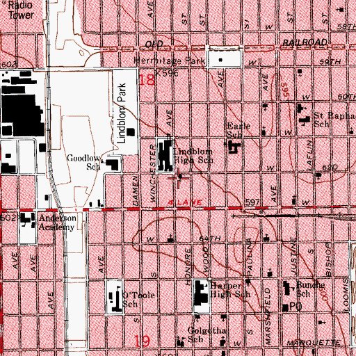Topographic Map of Jehovahs Witnesses Ogden Park Unit, IL