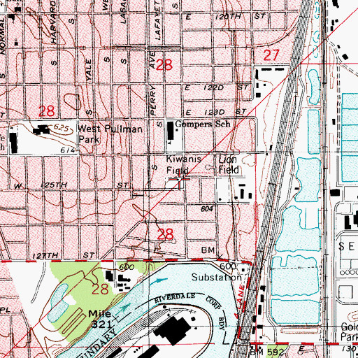 Topographic Map of Jesse Owens Community Academy, IL