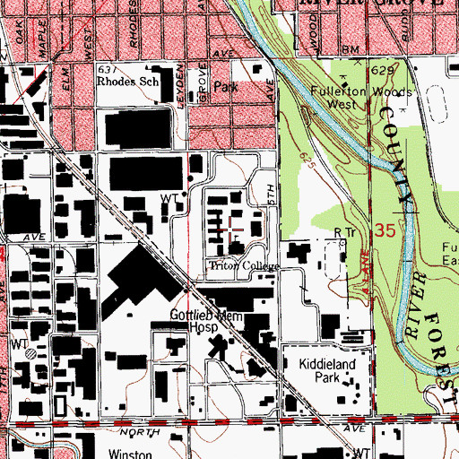 Topographic Map of Job Training Institute, IL