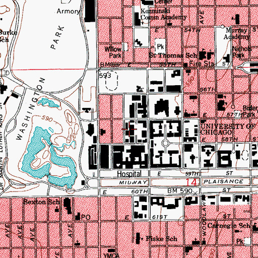 Topographic Map of John Crerar Library, IL