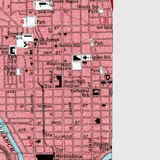 Topographic Map of John Fewkes Tower, IL