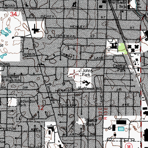 Topographic Map of Johns Park, IL