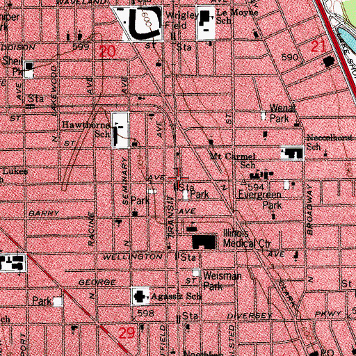 Topographic Map of Joseph Holmes School of Dance, IL