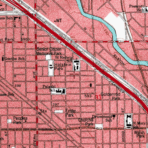 Topographic Map of Joseph Kamka Building, IL