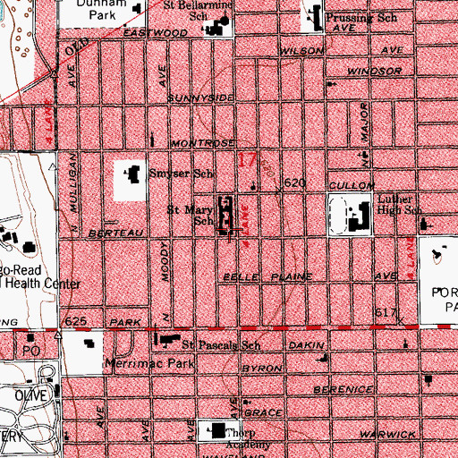 Topographic Map of Joseph T Kush School, IL