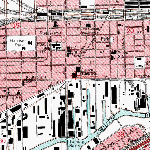 Topographic Map of Juarez School, IL