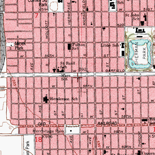 Topographic Map of Julia Gay Memorial United Methodist Church, IL