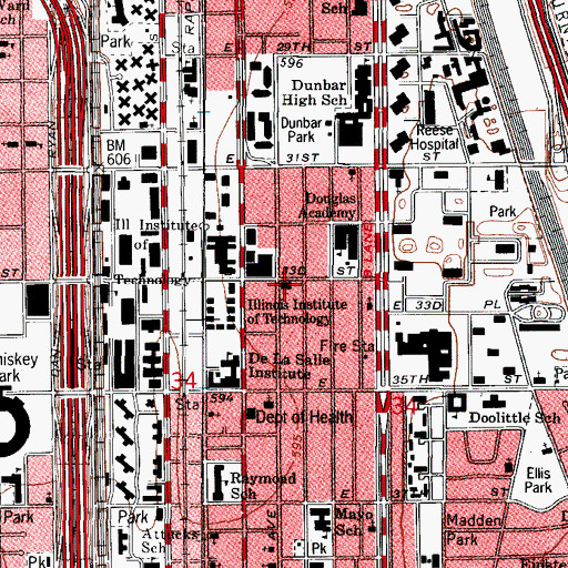 Topographic Map of Pilgrim Baptist Church (historical), IL