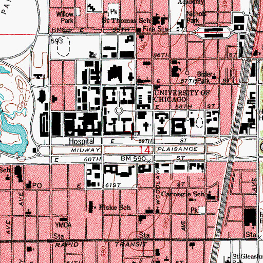 Topographic Map of Kelley Hall, IL