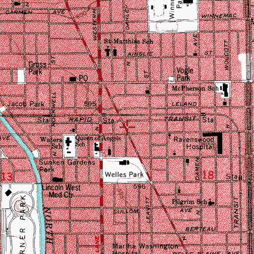 Topographic Map of Kelmscott Gallery, IL