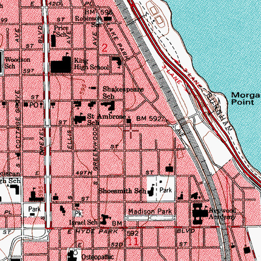 Topographic Map of Kennicott Place, IL
