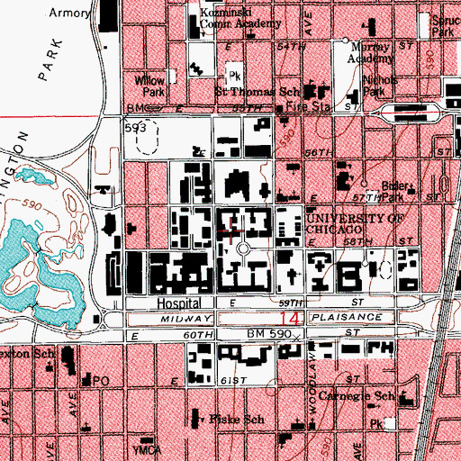 Topographic Map of Kent Hall, IL