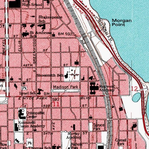 Topographic Map of Kenwood Park, IL