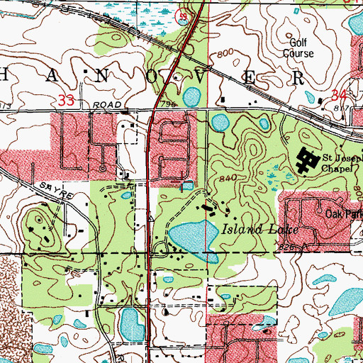 Topographic Map of Kermits Corner Park, IL
