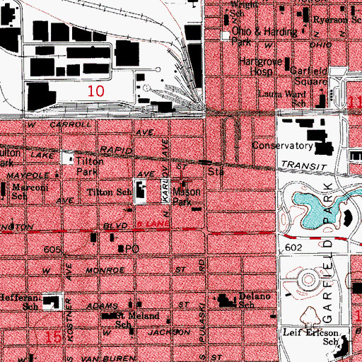 Topographic Map of Keystone Baptist Church, IL