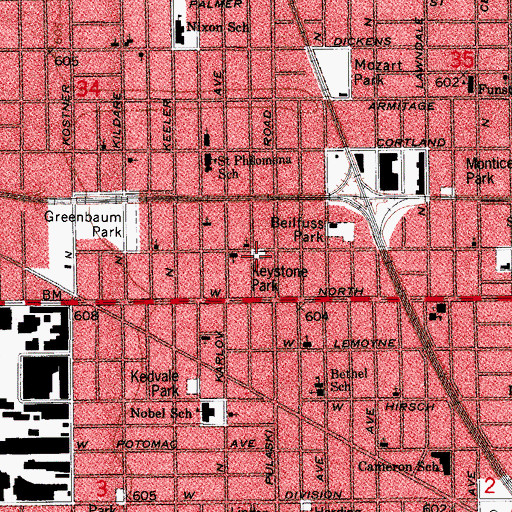 Topographic Map of Keystone Park, IL