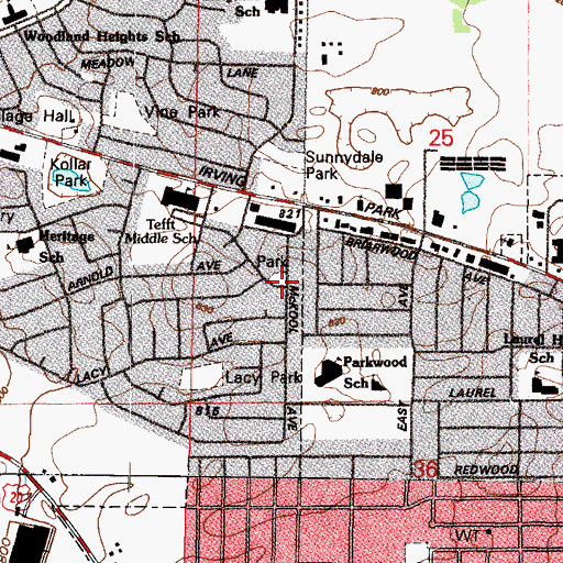 Topographic Map of Kiddie Corner Park, IL