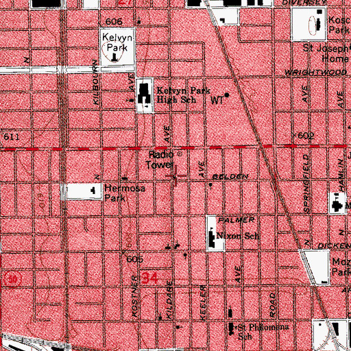 Topographic Map of Kildare Avenue Baptist Church, IL