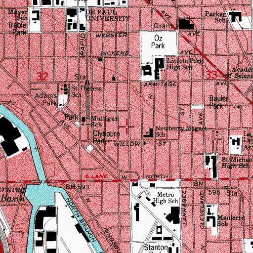 Topographic Map of Kingdom Hall of Jehovahs Witnesses Halsted Congregation, IL