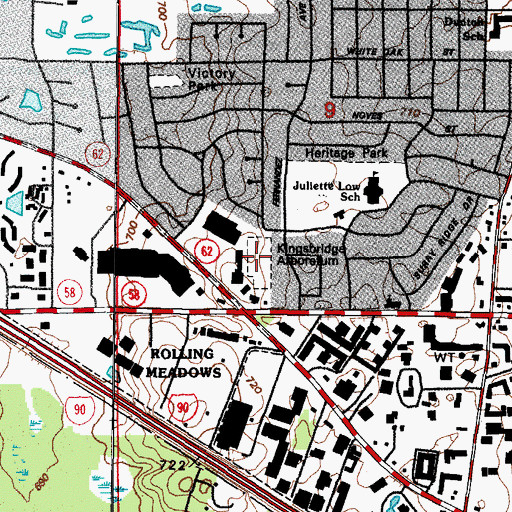 Topographic Map of Kingsbridge Arboretum, IL